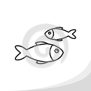 Fish outline icon simple flat style vector illustration