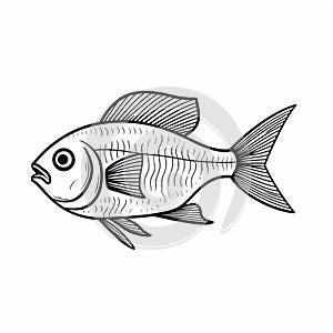 Fish Outline Sketch Illustration In Fujifilm Pro 400h Style