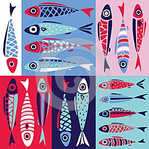 Fish pattern in simples style photo