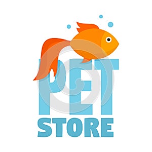 Fish pet store logo, flat style