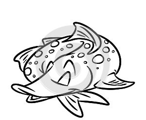 Fish pike sleeps cartoon coloring pages photo