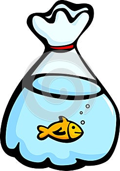 fish in a plastic bag vector illustration