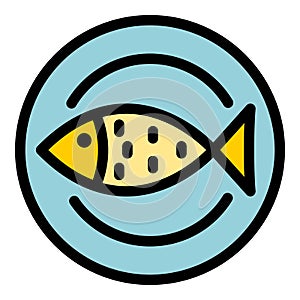 Fish plate icon color outline vector