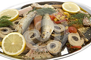 Fish plate with smoked fish
