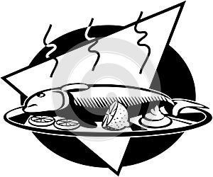 Fish platter Cartoon Vector Clipart