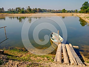 the fish pond with boat