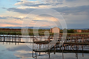 Fish pond and traditional fishing industry in Sardinia