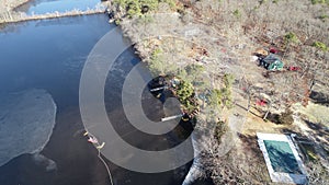 Fish ponds built close to shrubs photo