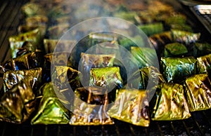 Fish and pork wrapped in banana leaves and grilled over charcoal, known as Ho Mok, is a traditional dish of northern Thailand.