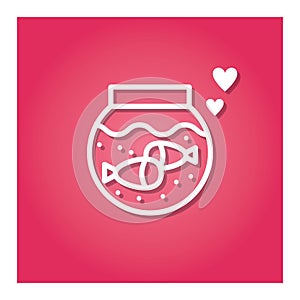 fish pot with hearts. Vector illustration decorative design