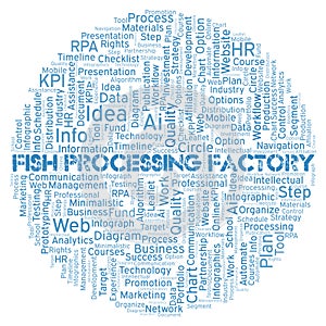 Fish Processing Factory typography word cloud create with the text only.