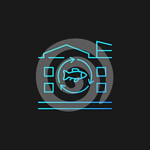 Fish processing plant gradient vector icon for dark theme