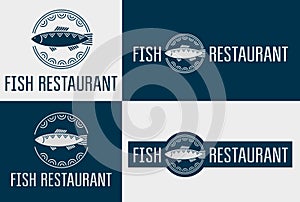 Fish restaurant logo. Stylish design. Fish in a circle