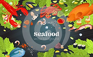 Fish restaurant seafood dishes food cooked gourmet dinner background