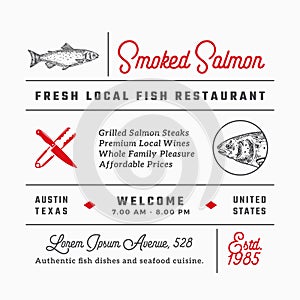 Fish Restaurant Signs, Titles, Inscriptions and Menu Decoration Elements Set. Premium Quality Retro Typography Layout