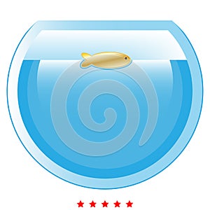 Fish in round aquarium icon . Flat style