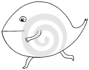 Fish running graphic symbol