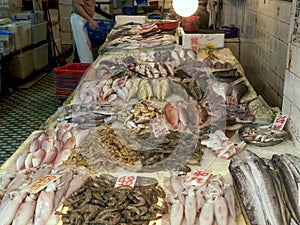 Fish for sale at chun yeung wet market in hong kong
