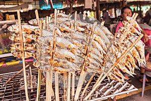 Fish with salted cooking burning selling at local Thai market