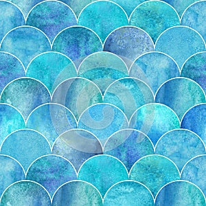 Fish scale wave japanese seamless pattern