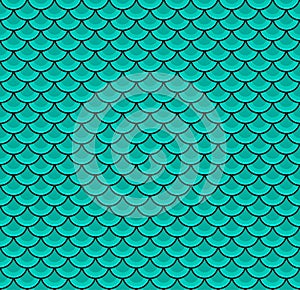 Fish Scales Blue Color Seamless Pattern. Vector