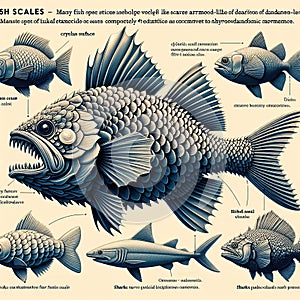 219 Fish Scales_ Many fish species develop armored-like scale f photo