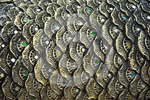 Fish scales pattern or ancient dragon scales By public day in Thailand Popularly decorated according to Buddhist places