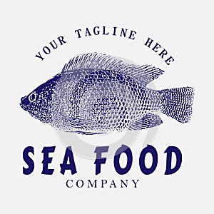 Fish sea food logo vintage vector, sea, fish, vintage, food, seafood, symbol, restaurant, retro, illustration, logo, emblem, ocean
