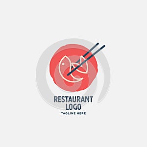 Fish and seafood restaurant logo, BBQ Fish and Sushi logo, Fish logo with minimalis style