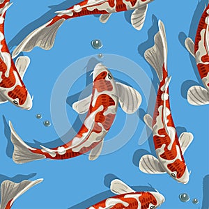 Fish seamless pattern can be used for wallpaper, website background, textile printing. Koi fish seamless