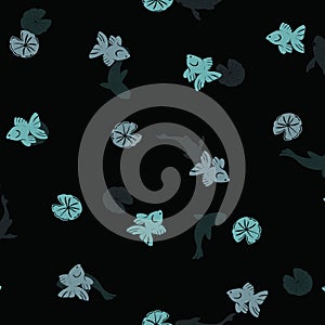 Fish seamless pattern of cute hand sketch vector illustration photo