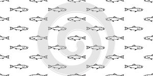 Fish seamless pattern salmon vector shark fin dolphin whale ocean sea background repeat wallpaper