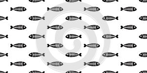 Fish seamless pattern vector fish bone shark fin salmon isolated wallpaper background repeat