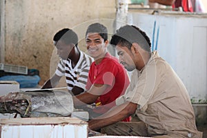 Fish seller in Barka, Oman