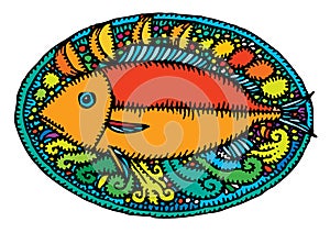 Fish served on plate