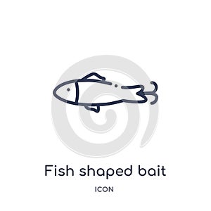 Fish shaped bait icon from nautical outline collection. Thin line fish shaped bait icon isolated on white background