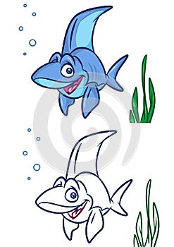 Fish Shark cartoon Illustrations