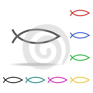 Fish sign. Christianity Ichthys Fish symbol icon. Elements in multi colored icons for mobile concept and web apps. Icons for websi