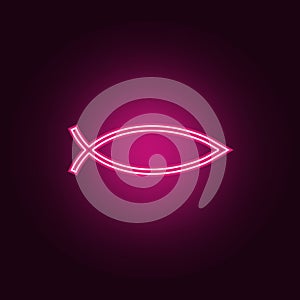 Fish sign. Christianity Ichthys Fish symbol icon. Elements of Web in neon style icons. Simple icon for websites, web design,