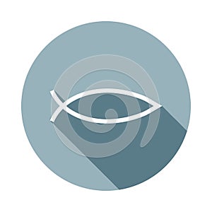 Fish sign. Christianity Ichthys Fish symbol icon in Flat long shadow style. One of web collection icon can be used for UI, UX