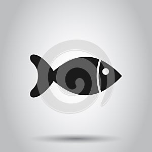 Fish sign icon in flat style. Goldfish vector illustration on isolated background. Seafood business concept