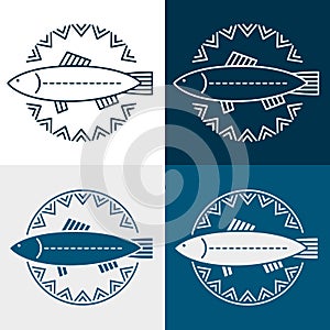 Fish sign. Stylish design fish in a circle