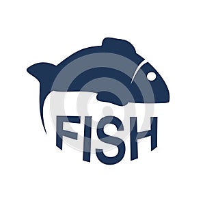 Fish silhouette. Circular seafood symbols on white background for produkt design or menu restaurant.