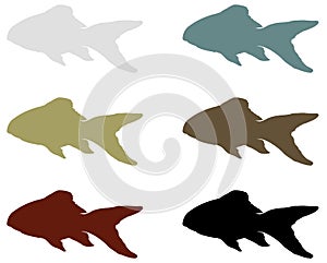 Fish silhouette - gill-bearing aquatic craniate animals that lack limbs with digits