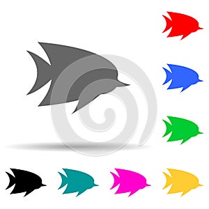 fish silhouette multi color style icon. Simple glyph, flat vector of zoo icons for ui and ux, website or mobile application