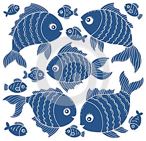 Fish silhouettes theme set 3