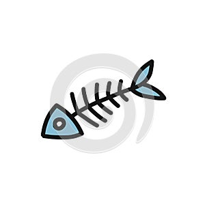 Fish skeleton doodle icon, vector illustration