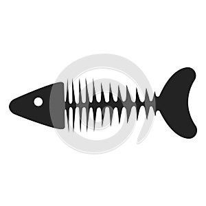 Fish skeleton icon, fishbone black silhouette symbol