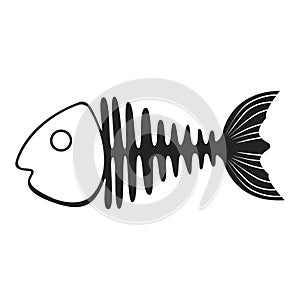 Fish skeleton icon, marine fishbone shape element