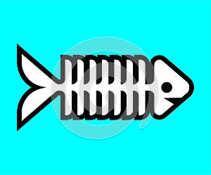 Fish skeleton isolated. Fish bones. Vector illustration